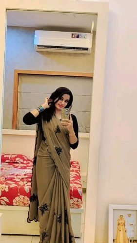 Trendore™ Elegant Beige & Black Embroidered Satin Saree photo review